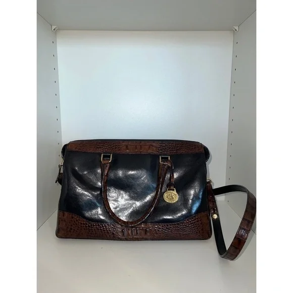Vintage BRAHMIN CROCODILE EMBOSSED LEATHER HANDBAG